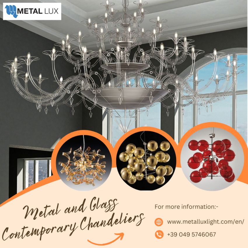 Contemporary chandeliers in metal and glass